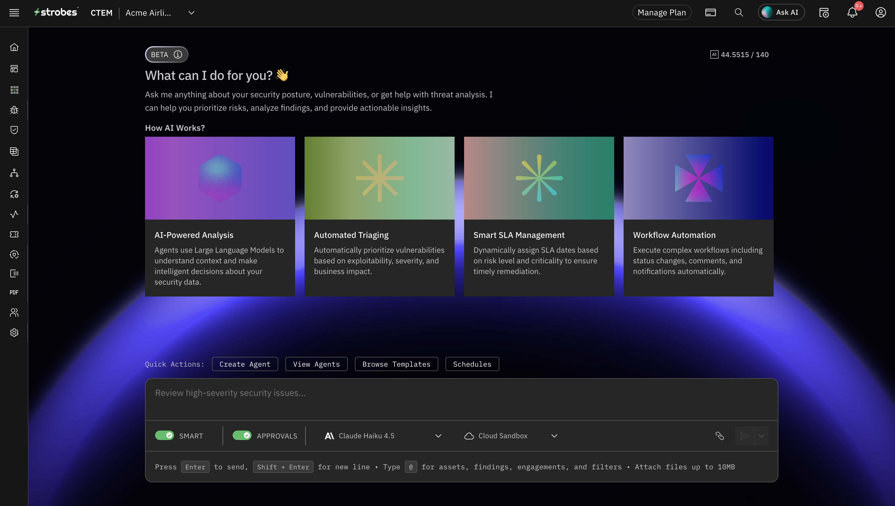Strobes CTEM platform dashboard